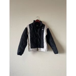 The North Face y2k puffer insulated‎ zip-up bomber jacket black white medium